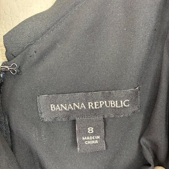 Banana Republic Black Pleated Spaghetti Strap Dress 8 Cocktail Garden Party - Picture 4 of 10